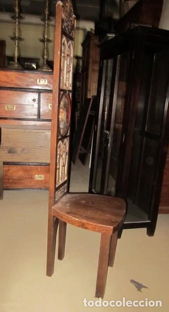Antig&uuml;edades: Silla rustica tallada y policromada - Foto 4