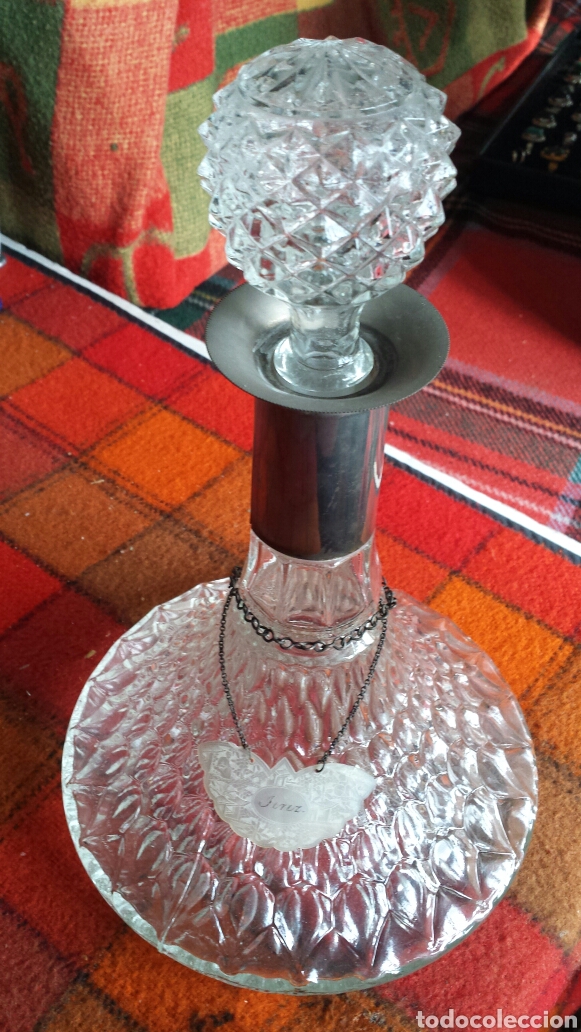 Antiguidades: Botella en cristal y plata