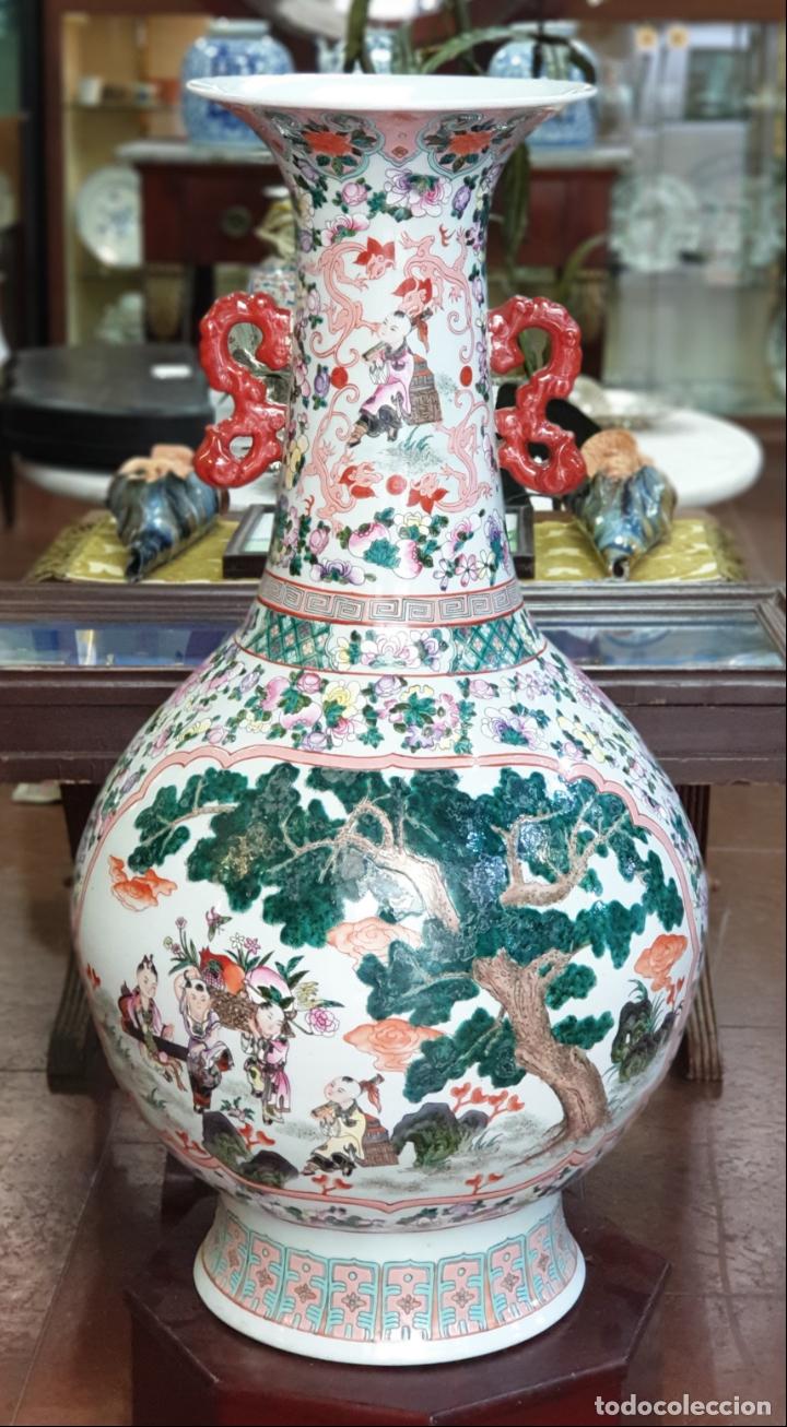 Antig&uuml;edades: gran jarron porcelain chino china quialong