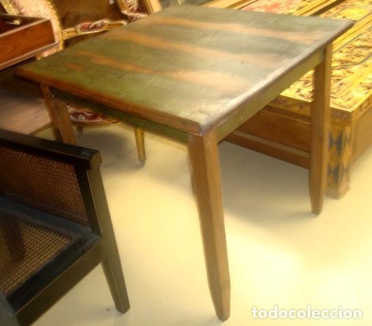 Antig&uuml;edades: Mesa rustica antig&uuml;a con policromia verde. - Foto 2