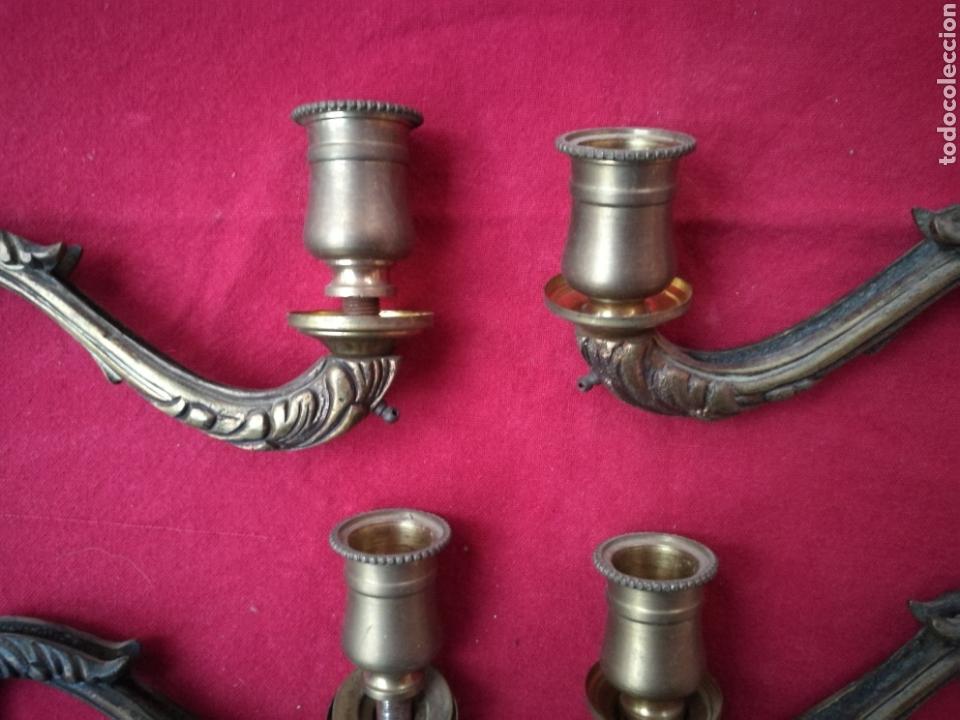 Antig&uuml;edades: CUATRO BRAZOS PARA LAMPARA EN BRONCE - Foto 3
