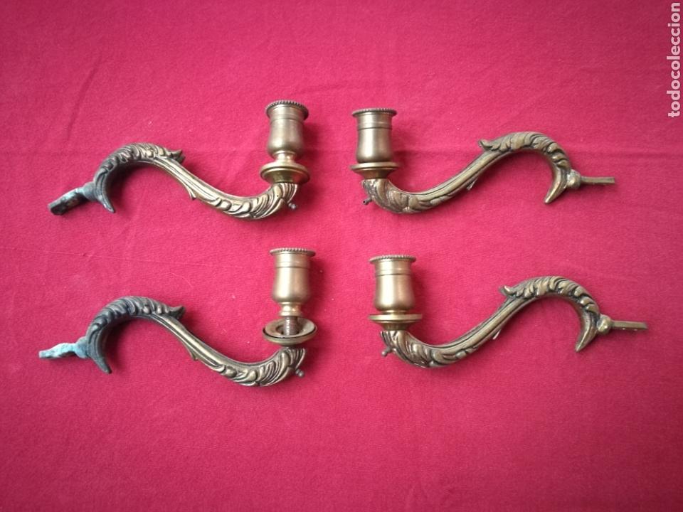 Antig&uuml;edades: CUATRO BRAZOS PARA LAMPARA EN BRONCE - Foto 1