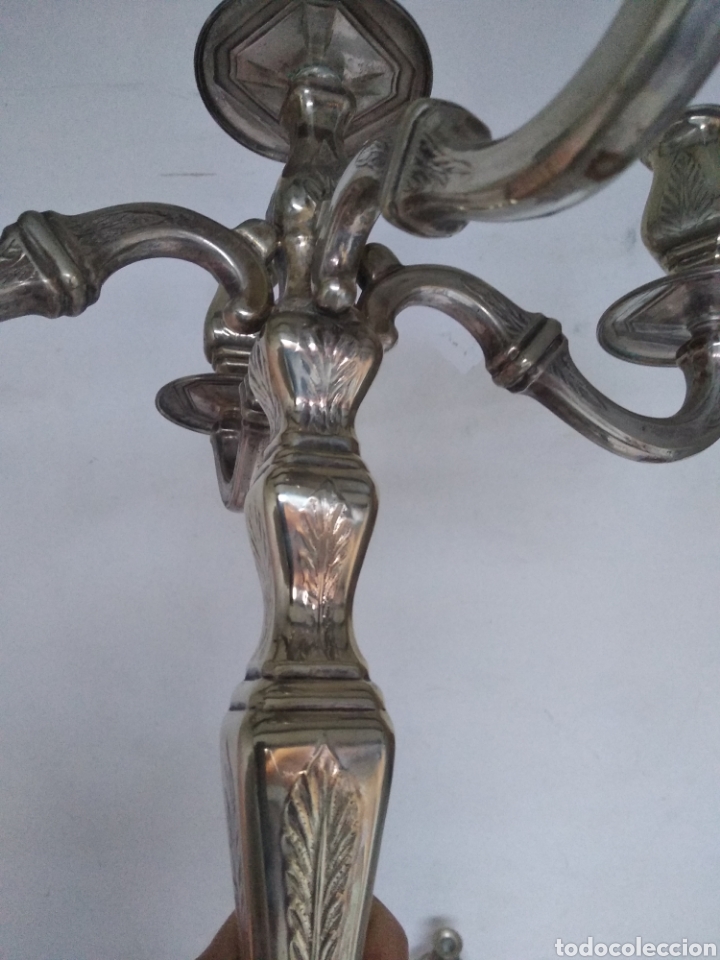 Antig&uuml;edades: Pareja candelabros alpaca plateada - Foto 14