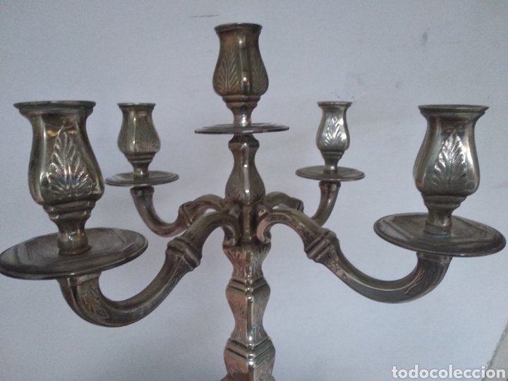 Antig&uuml;edades: Pareja candelabros alpaca plateada - Foto 15