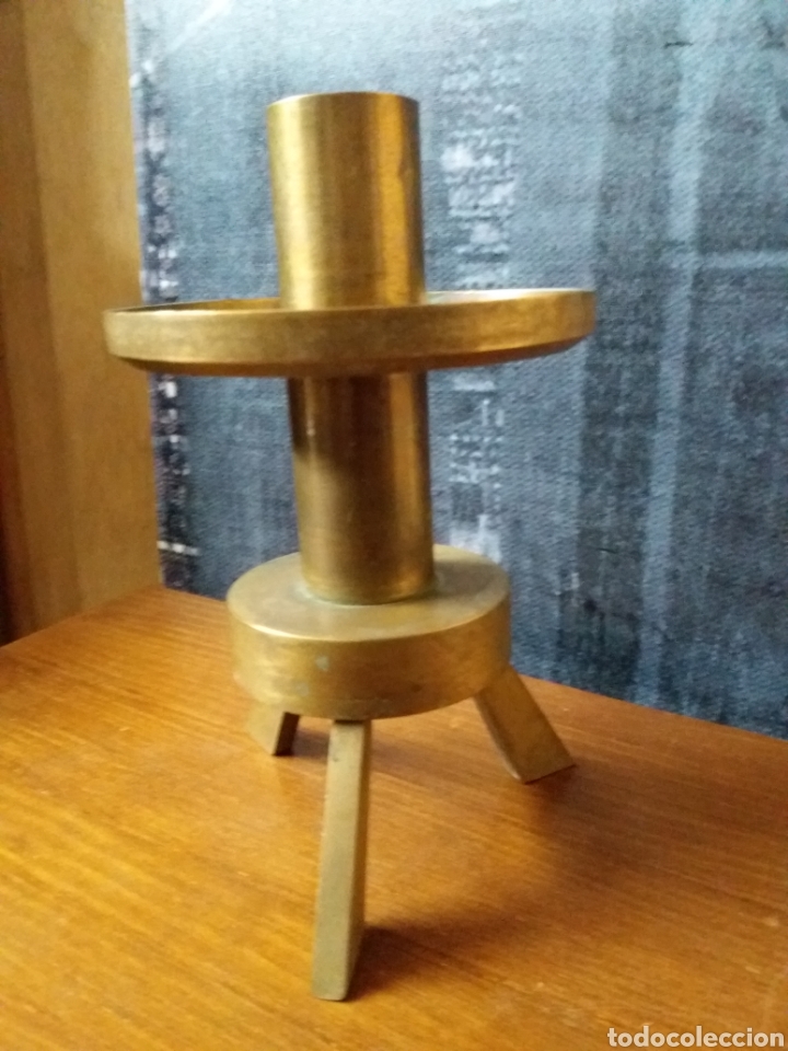 Antig&uuml;edades: Candelabro de altar de bronce - Foto 5