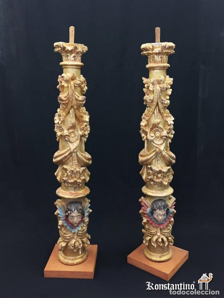 Antig&uuml;edades: Pareja de columnas barrocas espa&ntilde;olas - Foto 1