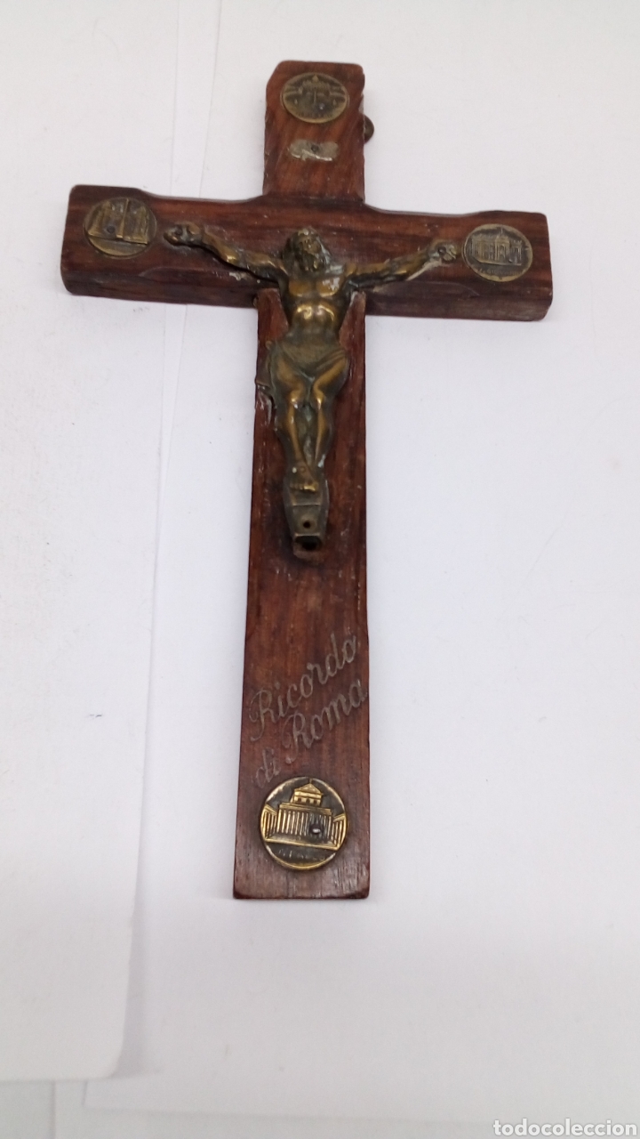 Antig&uuml;edades: Crucifijo madera y bronce - Foto 1