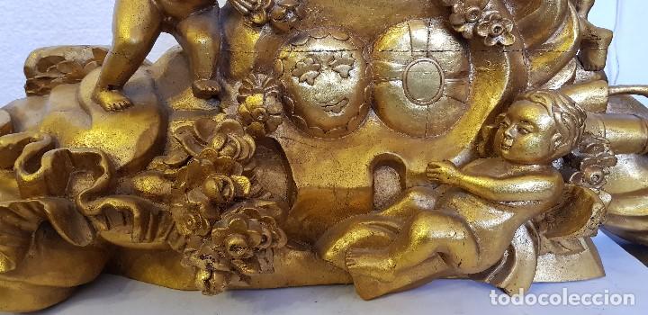 Antig&uuml;edades: TALLA DE MADERA CON ANGELITOS EN PAN DE ORO - Foto 3