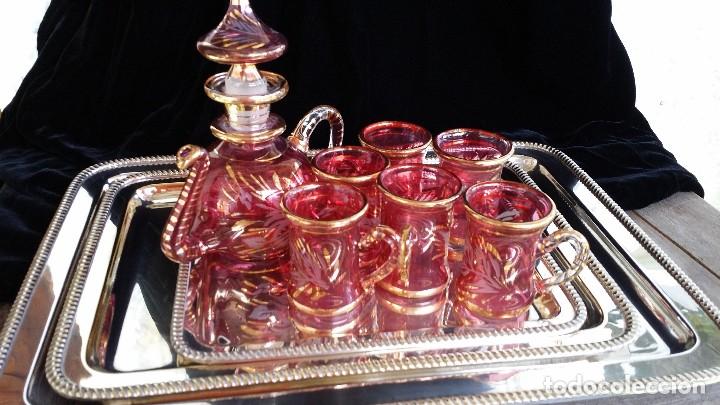 Antig&uuml;edades: Licorera con copas. Cristal de lujo. - Foto 1