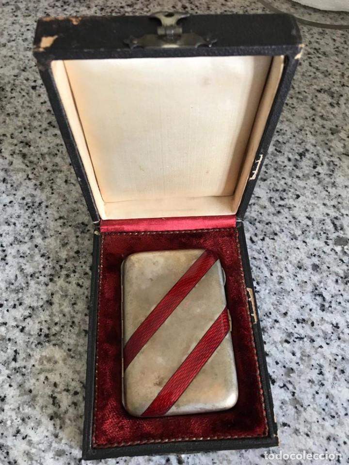 Antig&uuml;edades: Pitillera de alpaca con esmalte - Foto 1