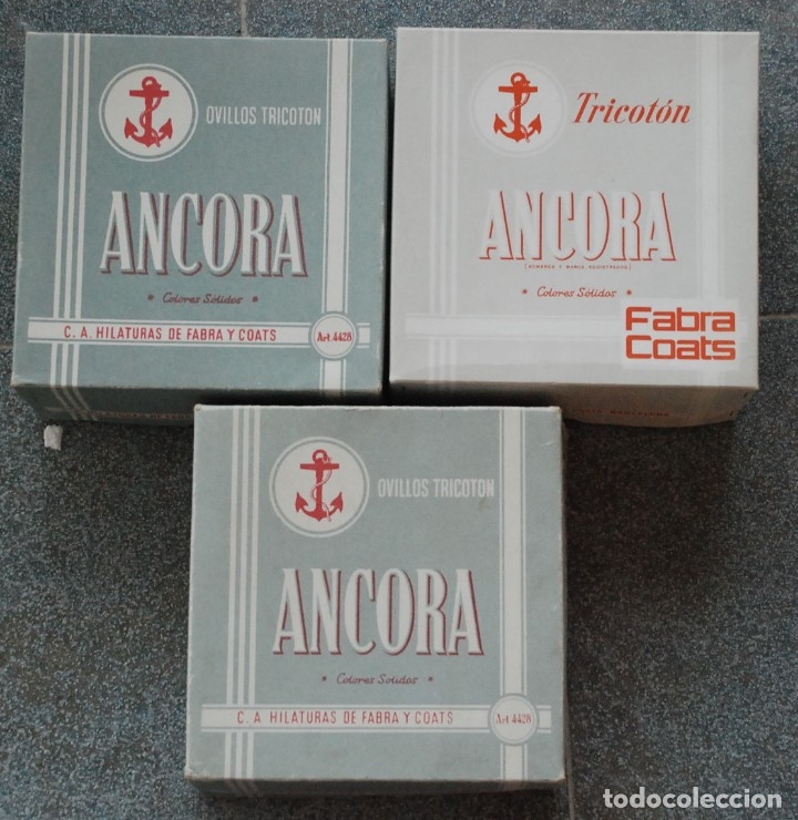 Antiquit&eacute;s: LOTE 3 CAJAS 4 OVILLOS 50 GR. TRICOTON BLANCO ART.4428 - ANCORA - HILATURAS DE FABRA Y COATS