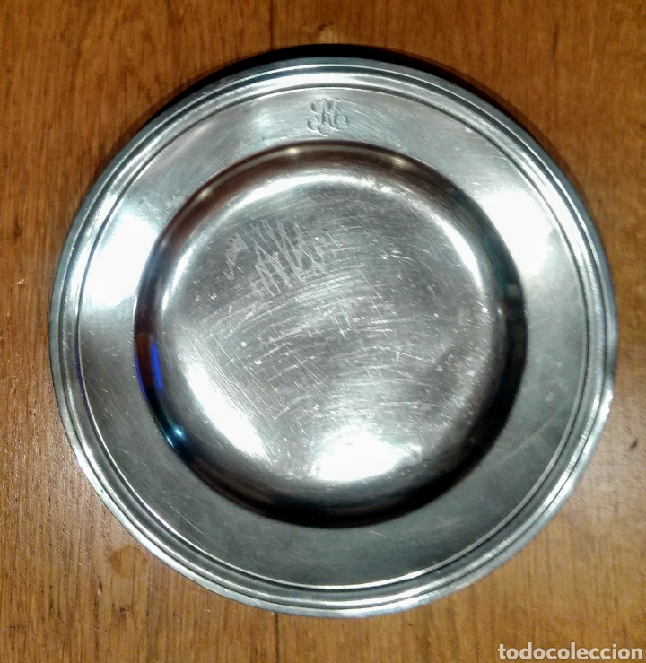 Antig&uuml;edades: Gran plato de alpaca de 270 mm. - Foto 1