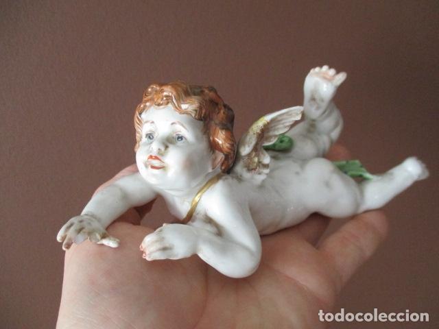 Antigüedades: FIGURA DE ANGEL DE PORCELANA FRANCESA TIPO SEVRES. S.XIX. MARCAS EN LA BASE. VER FOTOS. - Foto 6 - 152490838
