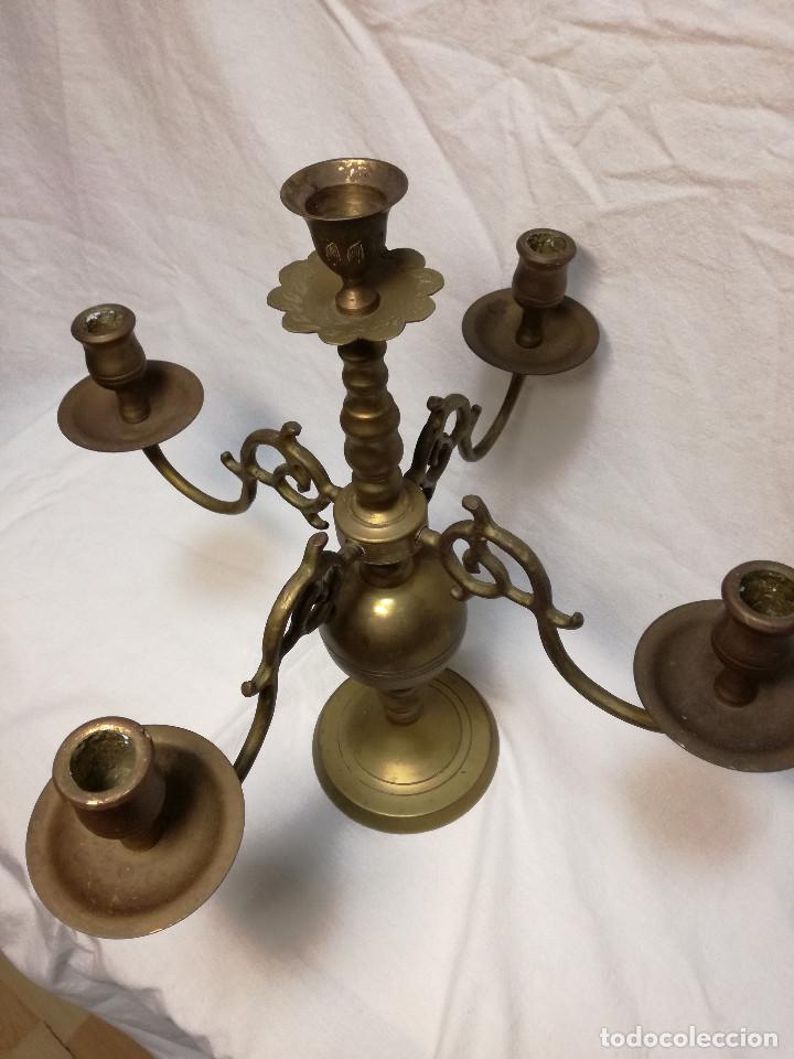 Antig&uuml;edades: ANTIGUO CANDELABRO PORTAVELAS DE BRONCE - Foto 13