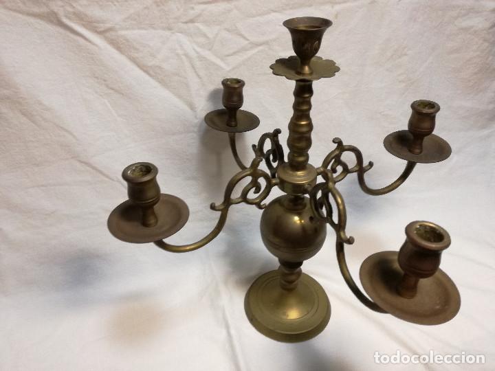Antig&uuml;edades: ANTIGUO CANDELABRO PORTAVELAS DE BRONCE - Foto 14