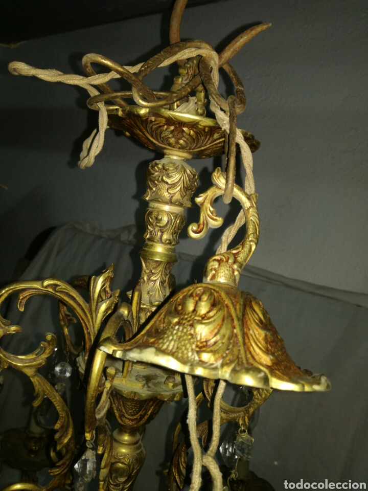 Antig&uuml;edades: Antigua lampara de bronce - Foto 3