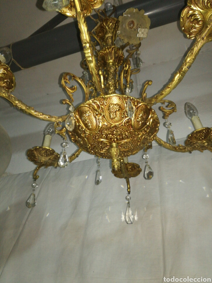 Antig&uuml;edades: Antigua lampara de bronce - Foto 4