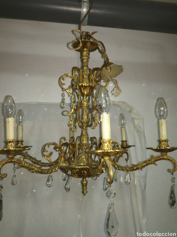 Antig&uuml;edades: Antigua lampara de bronce - Foto 5