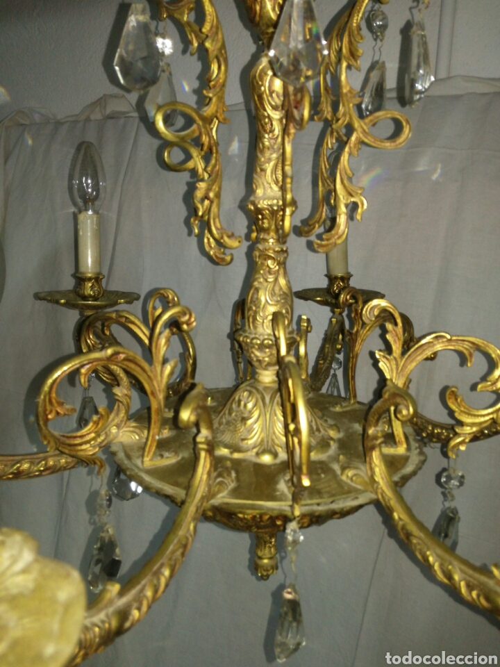 Antig&uuml;edades: Antigua lampara de bronce - Foto 6