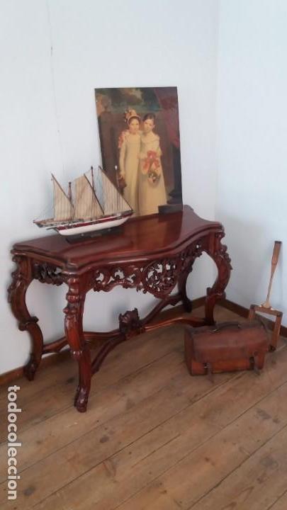 Antig&uuml;edades: Consola de madera de cerezo - Foto 1