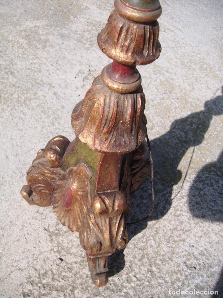 Antig&uuml;edades: L&aacute;mpara de pie de madera - Foto 5