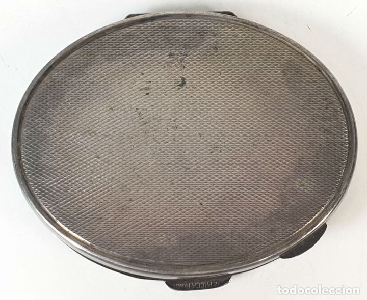 Antig&uuml;edades: POLVERA DE SE&Ntilde;ORA. ALPACA PLATEADA. FORMA OVAL. CIRCA 1950. - Foto 4