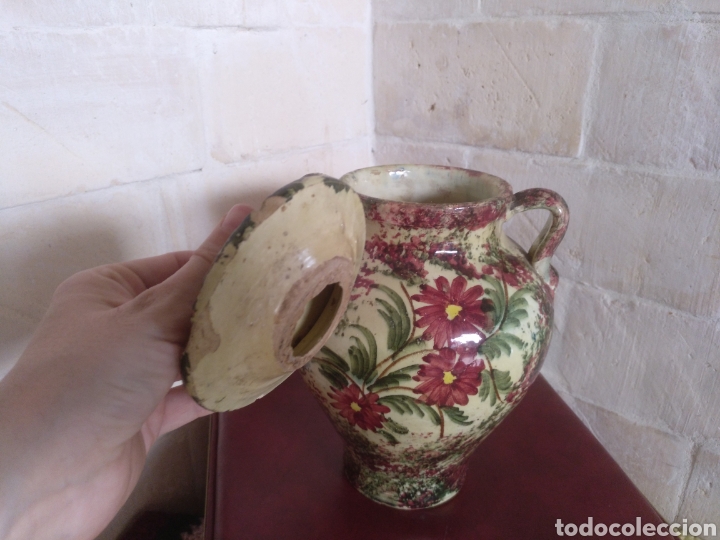 Antig&uuml;edades: -&- Lebrillo , orza , jarron con tapa , pintado a mano . De ceramica, barro ....