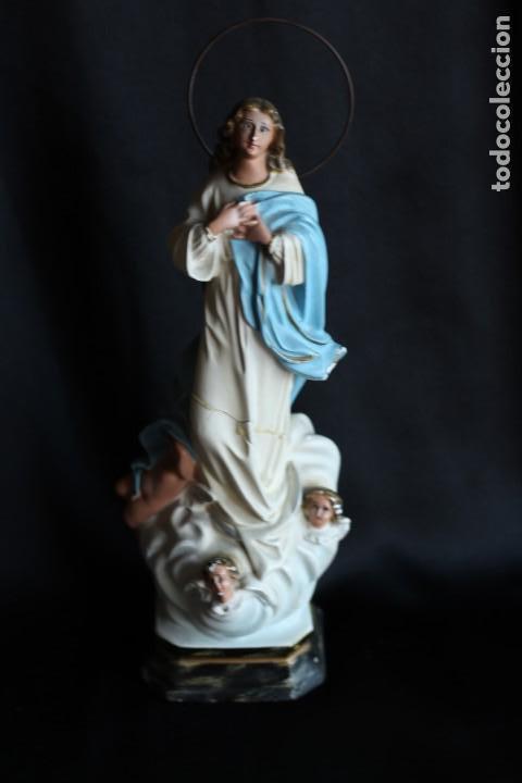 Antig&uuml;edades: FIGURA RELIGIOSA DE LA VIRGEN MARIA INMACULADA 23 CM BELEN NAPOLITANO OLOT