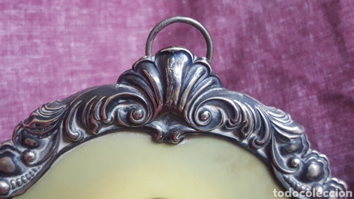 Antig&uuml;edades: Plata, PILA BENDITERA DE PLATA CON PLACA PINTADA - Foto 4
