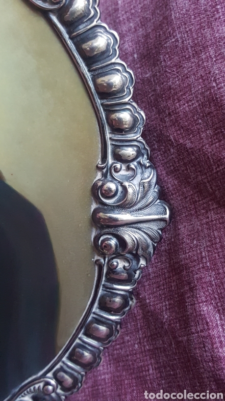 Antig&uuml;edades: Plata, PILA BENDITERA DE PLATA CON PLACA PINTADA - Foto 5