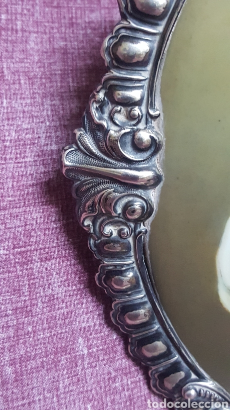 Antig&uuml;edades: Plata, PILA BENDITERA DE PLATA CON PLACA PINTADA - Foto 6