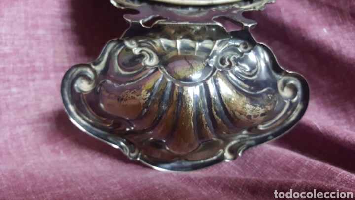 Antig&uuml;edades: Plata, PILA BENDITERA DE PLATA CON PLACA PINTADA - Foto 10
