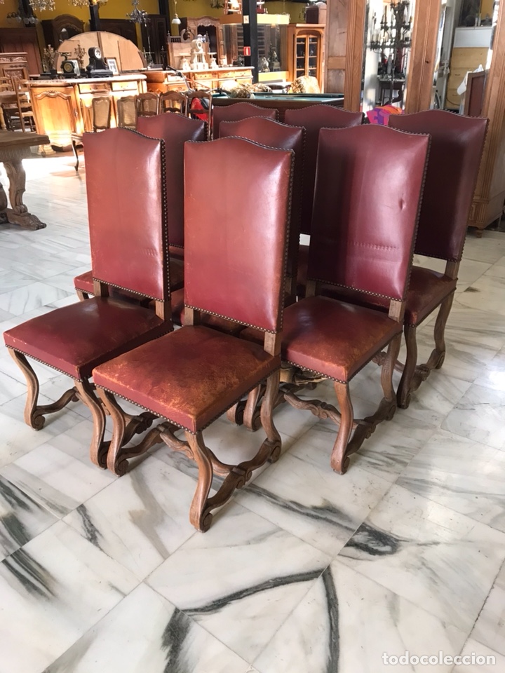Antig&uuml;edades: 8 sillas estilo espa&ntilde;ol. R 6331 - Foto 3