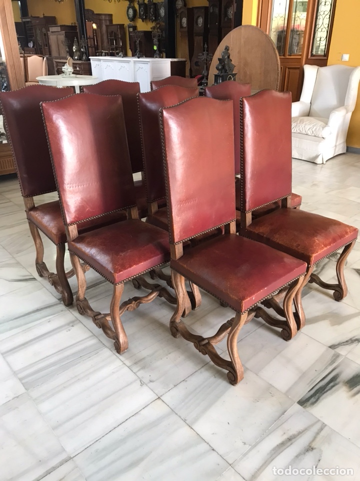 Antig&uuml;edades: 8 sillas estilo espa&ntilde;ol. R 6331 - Foto 2