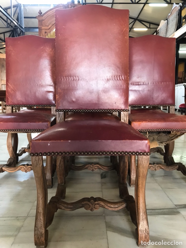 Antig&uuml;edades: 8 sillas estilo espa&ntilde;ol. R 6331 - Foto 4