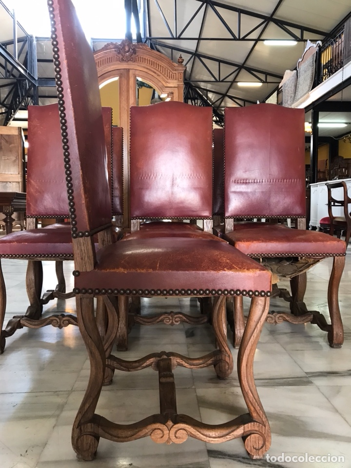 Antig&uuml;edades: 8 sillas estilo espa&ntilde;ol. R 6331 - Foto 6
