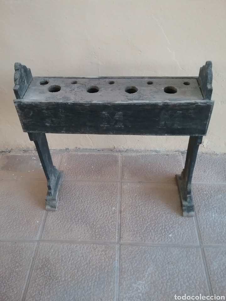 Antig&uuml;edades: Soporte de velas, madera. M M M - Foto 1