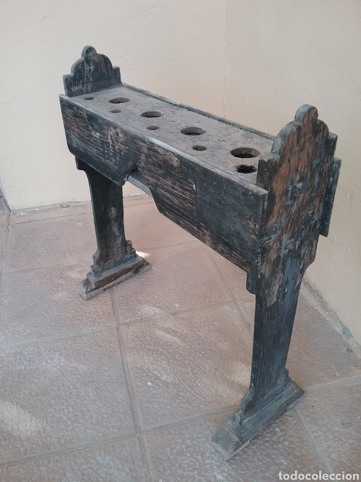 Antig&uuml;edades: Soporte de velas, madera. M M M - Foto 2