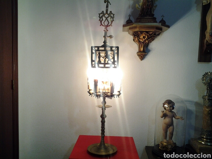 Antig&uuml;edades: Lampara antigua en bronce - Foto 1
