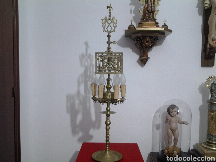 Antig&uuml;edades: Lampara antigua en bronce - Foto 2