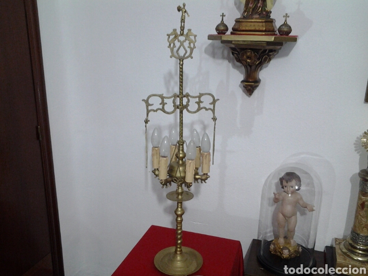 Antig&uuml;edades: Lampara antigua en bronce - Foto 8