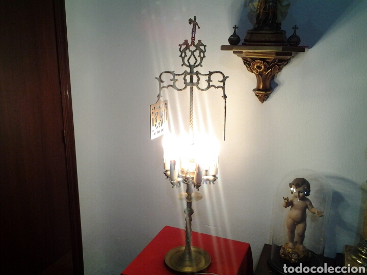 Antig&uuml;edades: Lampara antigua en bronce - Foto 10