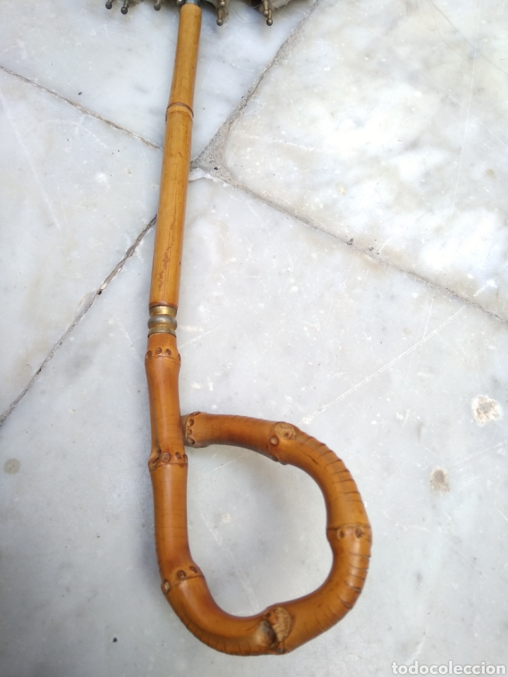 Antig&uuml;edades: Sombrilla nylon mango de bamb&uacute; - Foto 2