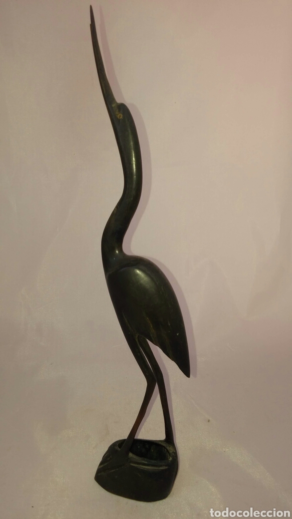 Antig&uuml;edades: Figura de grulla talla en asta - Foto 3