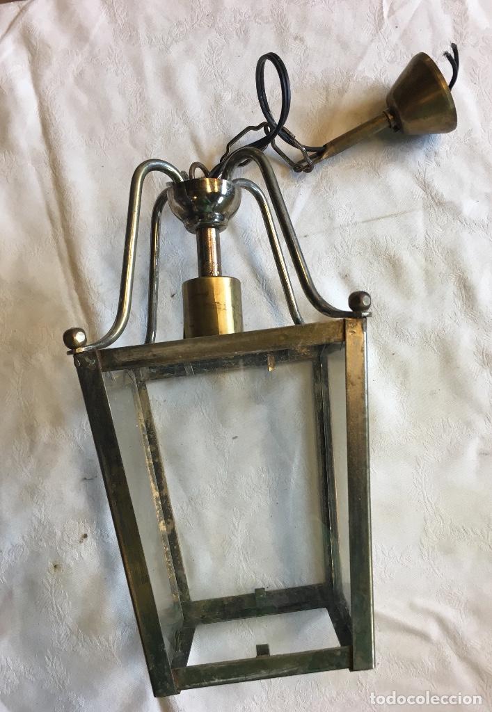 Antig&uuml;edades: Farol en lat&oacute;n y vidrio - Foto 1