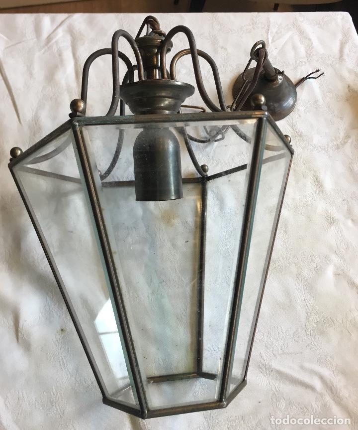 Antig&uuml;edades: Farol en lat&oacute;n y vidrio - Foto 2