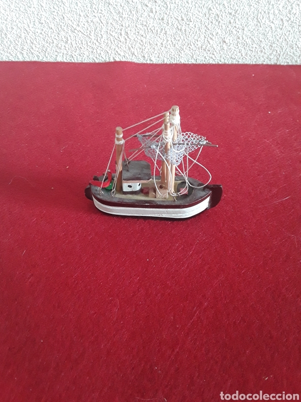 Oggetti Antichi: Barco pesquero de madera hecho a mano