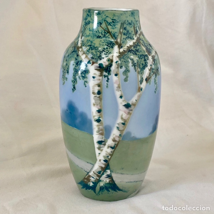 Antig&uuml;edades: JARRON PORCELANA CORONA E. A. MULLER ALEMANIA GERMAN ART NOUVEAU XIX XX 16 CM ALTO