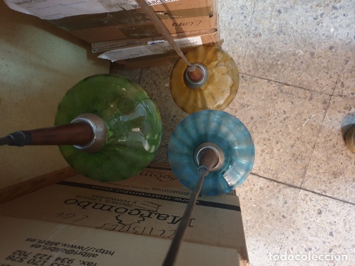 Antig&uuml;edades: LAMPARA 3 GLOBOS COLORES - Foto 12
