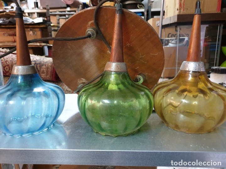 Antig&uuml;edades: LAMPARA 3 GLOBOS COLORES - Foto 14